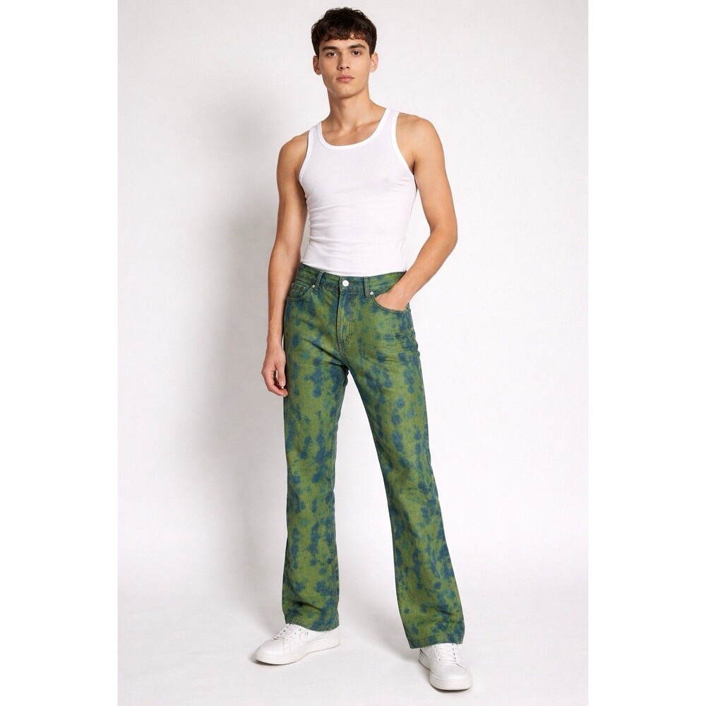 W&LT Wild and Lethal Trash Jean Men 28x29 Camo Lightning Bolt Hip Hop Streetwear